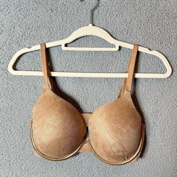 Le Mystère Bra Womens 34DD/E Tan Lace Underwire‎ Padded Bra - Picture 1 of 8